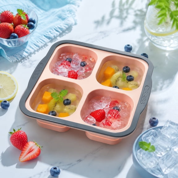 Silicone Muffin Pan, 4 Cup Non Stick Cupcake Baking Mold Food Grade Muffin Tin with Easy Grip Handles Fast Release Bakeware for Brownies Egg Bites Mini Cakes Dessert Treats(Pink)