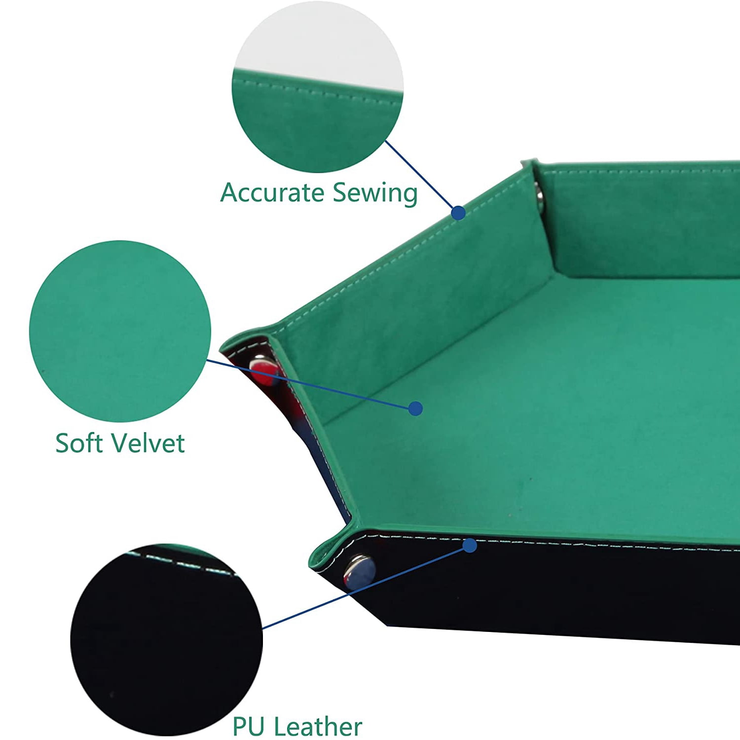 Plateau à Dés Et Tapis De Lancer – Pliable, Intérieur Flanelle, Extérieur PU, 24,5x24,5 Cm, Pour Jeux De Rôle