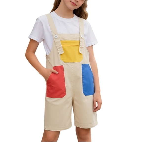 XXWXYD Toddler Boy Girl Overalls Colorful Patchwork Rompe𝗋 Suspender Overall Shorts Summer Strap Short Bi𝖻 Pant Playsuit 90s Clothes Teen Girl Wide Leg Jumpsuit Casual