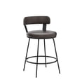 thumbnail image 6 of 24 Inch Swivel Counter Height Bar Stools Set of 2, Modern Backs, Leather Counter Stools for Kitchen Island, Brown, 6 of 7
