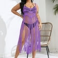 thumbnail image 5 of Xuyuer Plus Size Beach Swimsuit Cover Up Women Crochet Bikini Coverups Summer Pool Swimwear Tassel Dress, 5 of 6
