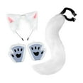 thumbnail image 1 of Conjunto de orejas y cola de animal, diadema con orejas para pelo para actuaciones en escenario durante las festividades. Blanco, 1 of 8