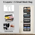 thumbnail image 3 of 5-Tier Over The Door Organizer, Hanging Organizer Closet with 10 Side Mesh Pockets, 44 lbs Load Capacity, Hanging Storage Closet Behind Door Organizer for Bathroom, Bedroom, Nursery, Kitchen, Black, 3 of 7