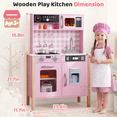 thumbnail image 7 of Yexmas Kids Play Kitchen,Wooden Pretend Kitchen Play Set for Toddlers with Chalkboard,Stove&Cookware Accessories,Toddler Toy Kitchen Gift for Boys Girls, Pink, 7 of 7