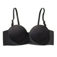 thumbnail image 3 of QLEICOM Bras for Women,Push Up Bra,Racerback Bandeau Bra Back Closure Lightly Lined for Lift and Smooth Back Silhouette Black, 3 of 4
