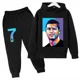 thumbnail image 3 of Conjunto de sudadera y pantalones deportivos para niños, conjunto de 2 piezas para niños y niñas, ropa para niños con estampado de avatar de Ronaldo, 3 of 5