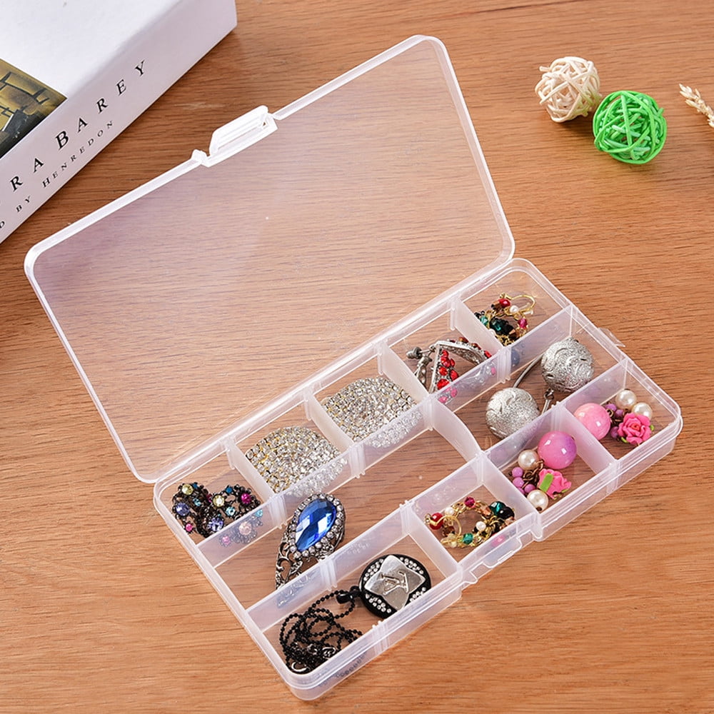 TKing Fashion 15 Grids Adjustable Small Removable Clear Plastic Jewelry