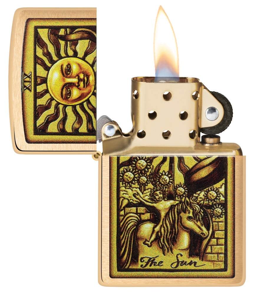 Zippo Tarot Card Brushed Brass Pocket Lighter