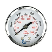 CARBO Instruments 2" Pressure Gauge, Chrome Plated Steel Case, Dry, 0-5000 psi/kPa, Back Mount 1/4" NPT