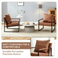 thumbnail image 3 of PAPROOS Accent Chair, Modern Arm Chair PU Leather Upholstered Reading Chair Lounge Chair with Arm and Metal Frame for Living Room Bedroom Sunroom, Brown, 3 of 11