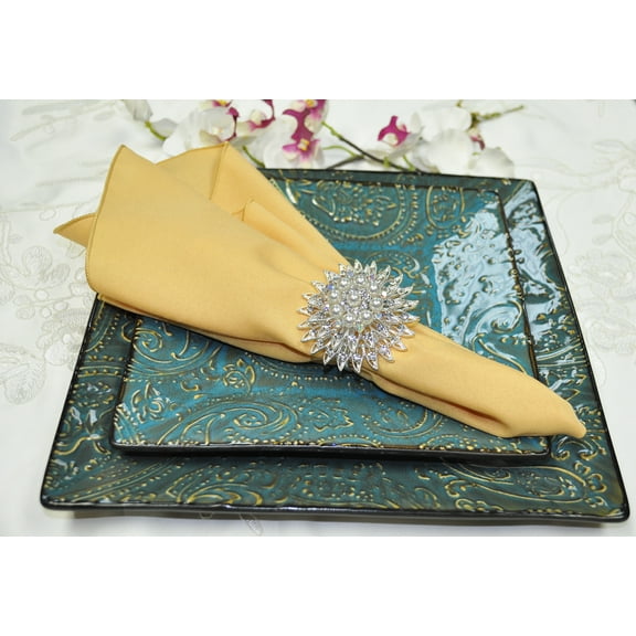 Wedding Linens Inc. (10 pcs) 17" x 17" Polyester Linen Napkins - Gold