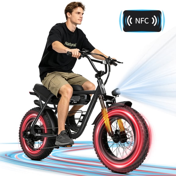 ESKUTE V201D Electric Bike for Adults & Teens, 749W, 28MPH, 48V 15.6Ah Battery, 20"x4.0" Fat Tire Ebike, 7-Speed , Front Suspension, All-Terrain Electric Bicycle Black, UL2849