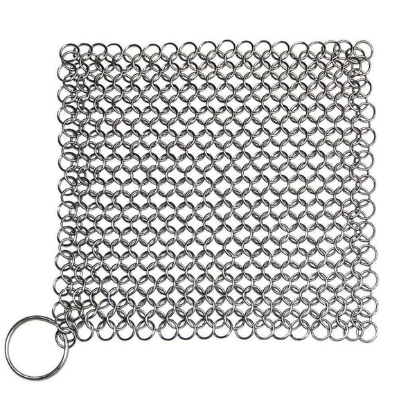 LNKOO 6"x6" Stainless Steel Cast Iron Cleaner Chainmail Scrubber for Cast Iron Pan Pre-Seasoned Pan Dutch Ovens Waffle Iron Pans Scraper Cast Iron Grill Scraper Skillet Scraper