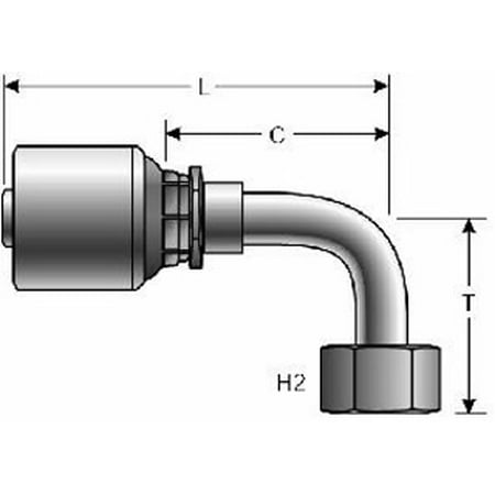 

Gates Gates - G25183-2020 - MegaCrimp Couplings Female JIC 37 Flare Swivel - 90 Extra Long