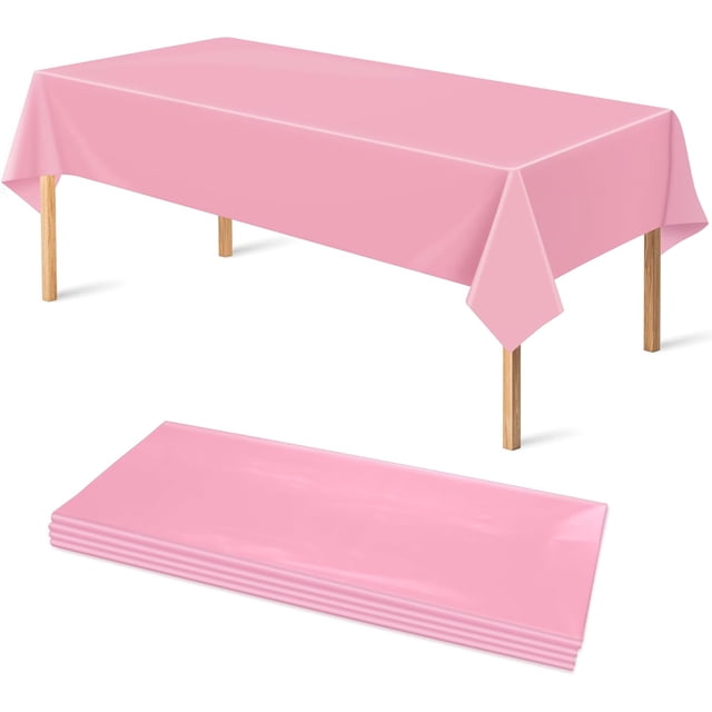 Paquete de 4 manteles desechables de plástico rosa para fiestas, decoraciones de cumpleaños rosas para mujeres y niñas