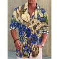 thumbnail image 1 of Camisa de hombre de manga larga con solapa, suelta, informal, para exteriores, primavera y verano, material de alta calidad, costura de mapa, cuadros, impresión 3D, talla grande, 1 of 6