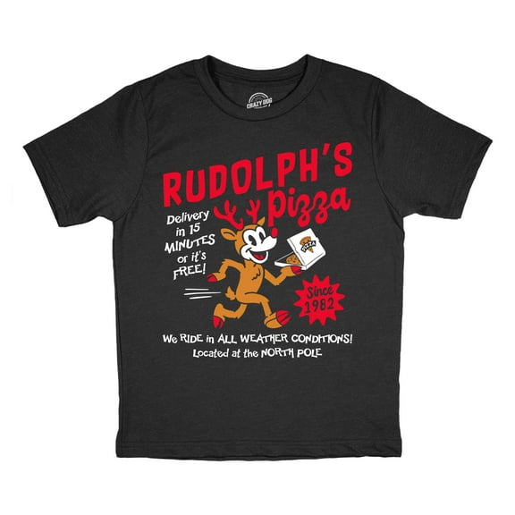 Youth Funny T Shirts Rudolphs Pizza Sarcastic Christmas Graphic Novelty Tee For Kids