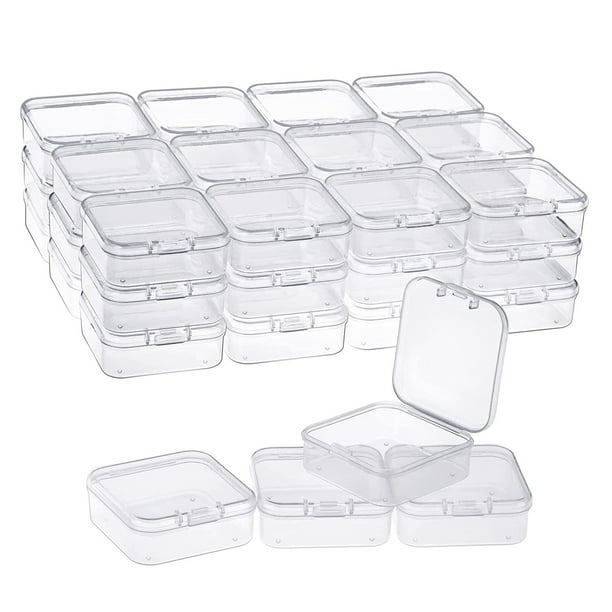 Unbranded 40 Pack Pack Clear Plastic Beads Storage Containers Box With Hinged Lid For Small Items, Diamond, Beads (2.2x2.2x0.79in)