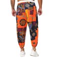 thumbnail image 3 of Kmbangi Men Casual Pants Graffiti Print Drawstring Tied-Ankle Loose Trousers, 3 of 9