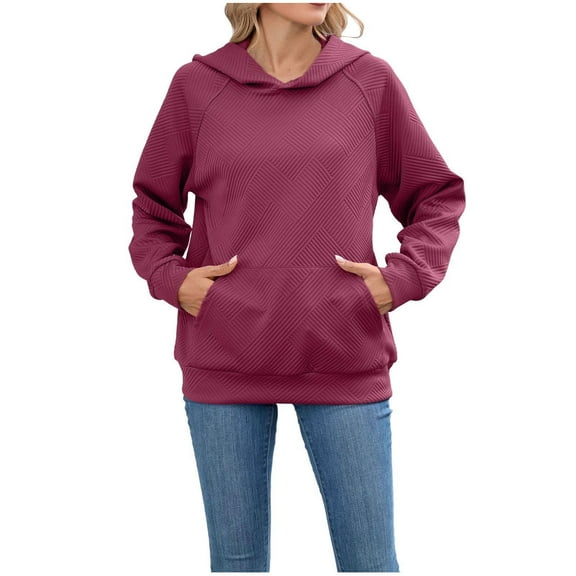 Lmnyox Hooded Sweatshirts for Women Solid Basic Long Sleeve Hoodies Casual Fashion Pullover Tops with Pocket