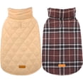 thumbnail image 1 of Kuoser Acogedor Chaleco para Perros a Cuadros de Estilo Británico Reversible Impermeable a Prueba de Viento Abrigo de Invierno Ropa Cálida para Perros en Clima Frío Chaqueta para Perros Pequeños, Medi, 1 of 4