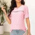thumbnail image 2 of ZyeKqe Womens Tops Dressy Casual Crochet Short Sleeve Business Shirts Crewneck Work Office Blouses, 2 of 6