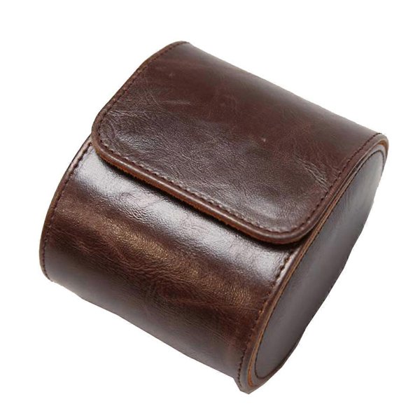 1-Slot Watch Roll Travel Case Portable Vintage Leather Watch Display Case Watch Storage Box Watch Organizers Brown S