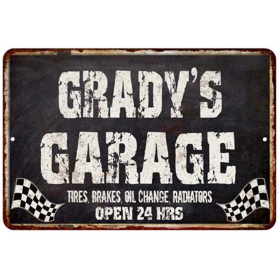 GRADY'S Garage Black Grunge Sign 8x12 Decor Gift 208120005169