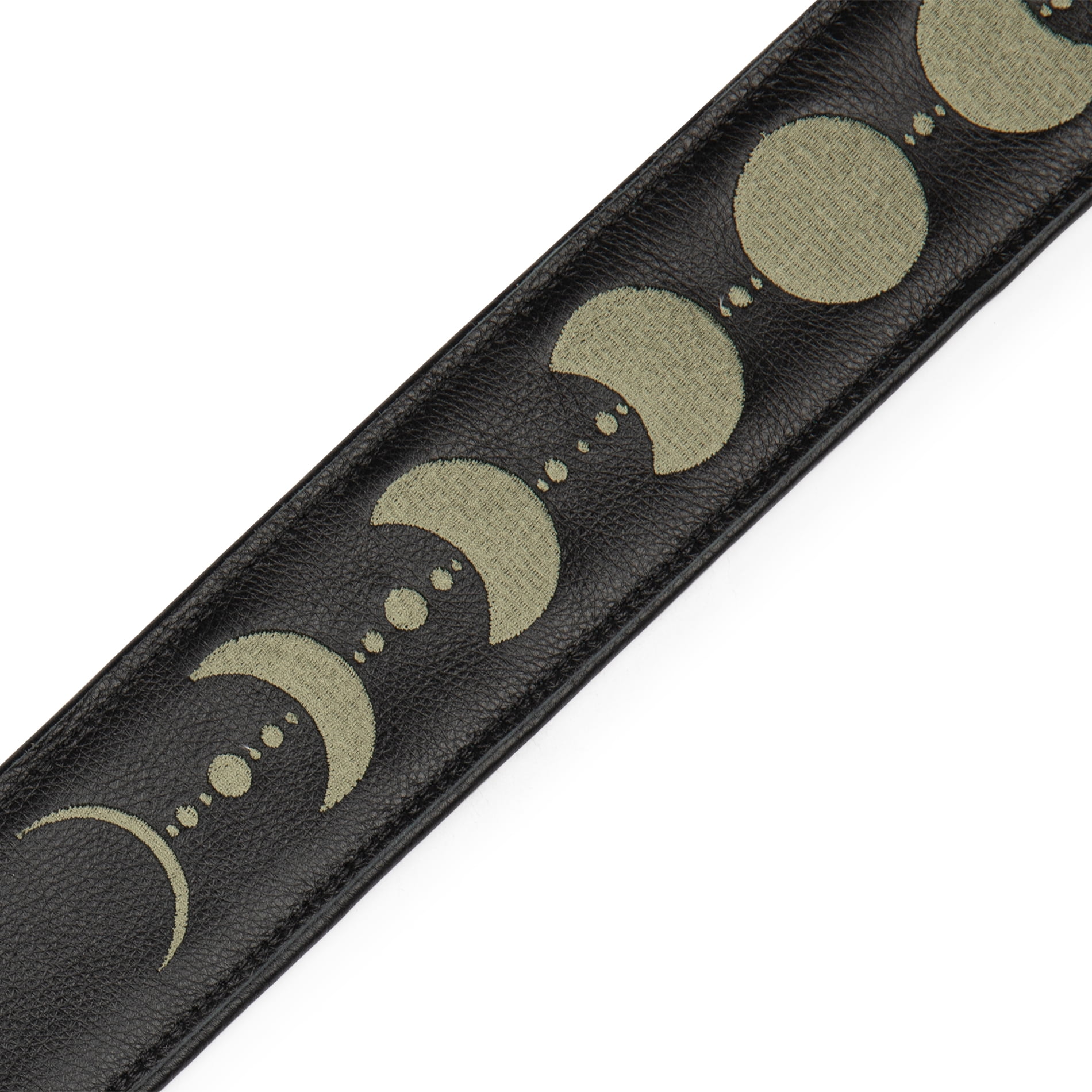 Levy's 2.5" Black Garment Leather Guitar Strap Green Moon