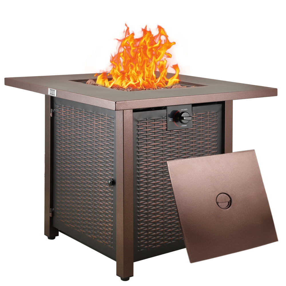 Outdoor Fire Pit Table Btmway 28in Square Outdoor Wicker Propane Fire Pit Table Firepit Table For Outdoor Patio Furniture Set Outdoor Fireplace Firepit Table With Auto Ignition Bronze A2921 Walmart Com