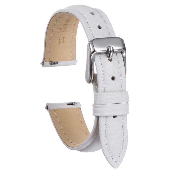 Uxcell Genuine Leather Watch Bands 14mm Flat Quick Replacement Leather Watch Strap Elegant Women Men Watch Straps White