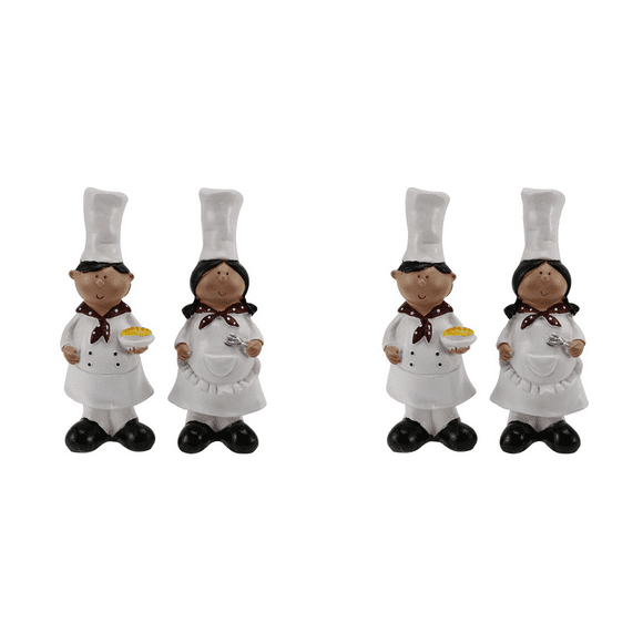 2 Pair Boy Girl Chef Decoration Home Decoration Resin Crafts Wine Cabinet Window Restaurant Bakery Decoration