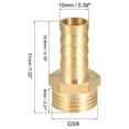 thumbnail image 2 of Unique Bargains Brass Barb Hose Fitting Connector Adapter 10 mm Barbed x 3/8' G Male Pipe, 2 of 4