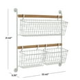 thumbnail image 3 of DecMode 21" White Metal 3 Hanging Baskets Wall Mounted Magazine Rack Holder, 3 of 7