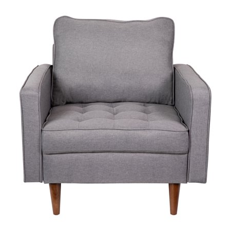 Alamont Home - Compact Upholstered Tufted Chair with Wooden Legs - Slate Gray