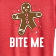 thumbnail image 3 of Instant Message - Bite Me Gingerbread Man Christmas- Women's Short Sleeve Graphic T-Shirt, 3 of 6