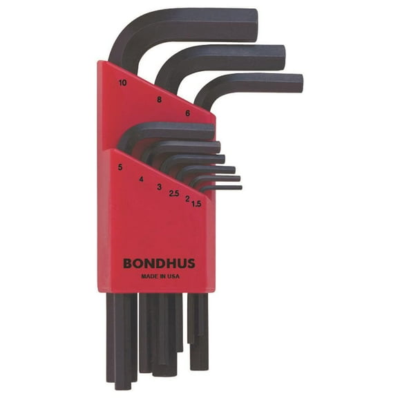 Bondhus 9 Piece Metric L-Shape Hex Key Set, 12299 12299