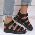 thumbnail image 4 of Zapatos de mujer, sandalias planas de estilo deportivo, hebilla de cinturón para mujer, suela gruesa, sandalias romanas planas de fondo suave para mujer # dyh506Black42, 4 of 5