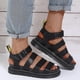 thumbnail image 3 of Zapatos de mujer, sandalias planas de estilo deportivo, hebilla de cinturón para mujer, suela gruesa, sandalias romanas planas de fondo suave para mujer # dyh506RedBrown35, 3 of 4