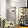 thumbnail image 4 of Floor Lamp with Shelves for Living Room, Shelf Floor Lamp with 3 CCT LED Bulb, Corner Display Standing Column Lamp Etagere Organizer Tower Nightstand with White Linen Shade for Bedroom Office, 4 of 7
