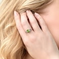 thumbnail image 4 of Gem Stone King 1.50 Cttw Green Peridot and White Topaz 3-Stone Ring for Women | 925 Silver | Gemstone Birthstone | Oval 8X6MM | Three Stone Wedding Engagement Anniversary Promise Ring | Size 8, 4 of 5