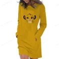 thumbnail image 5 of Vestido tipo túnica con capucha y bolsillos para mujer, estampado del Rey León de Disney, manga larga, sexy, ajustado, con bolso a la cadera, 5 of 5
