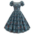 thumbnail image 2 of Vestidos Para Mujer Vestidos Casuales Moda Estampado Manga Corta Cuello Cuadrado Vestido Hasta La Rodilla Odeerbi ODB153437, 2 of 9