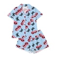 thumbnail image 3 of FASHOFT Halloween Pajamas for Women Set Cute Ghost Pumpkin Printing Button Up Pjs Short Sleeve Sleepwear Notch Collar Bride Soft Comfy Pj Lounge Sets Blue XL, 3 of 9