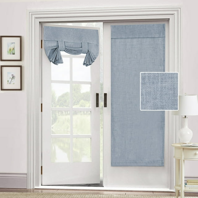 Cortina Cortinas de 2 paneles para atar para ventanas, lino texturizado, cortinas de privacidad para bloqueo solar interior, cortina opaca térmica para ventana, cocina, patio, puertas, cenefa, 26.0 x Irfora Cortina