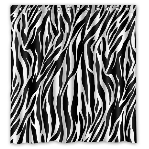 Cortina de ducha ABPHQTO Estampado Cebra Blanco y Negro Impermeable 160x180 cm
