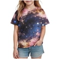 thumbnail image 6 of FAHXNVB Girls' Short Sleeve T-Shirts Crewneck Soft Cotton Galaxy Print Tees Tops Fashion Casual Comfortable Shirts 3-14 Years, 6 of 8