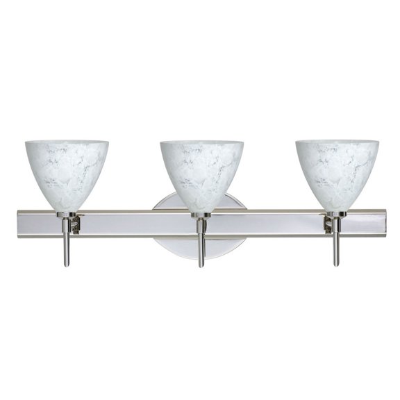 3SW-177919-LED-CR-Besa Lighting-Mia-Three Light Bath Vanity-22.5 Inches Wide by 7.75 Inches High Chrome Carrera Marble Grigio Glass