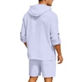 thumbnail image 5 of IWRICH Men's 2 Piece Linen Set Casual Long Sleeve Button down Hoodie Shirts and Shorts Sets Fashion Summer Beach Outfits White XL, 5 of 5