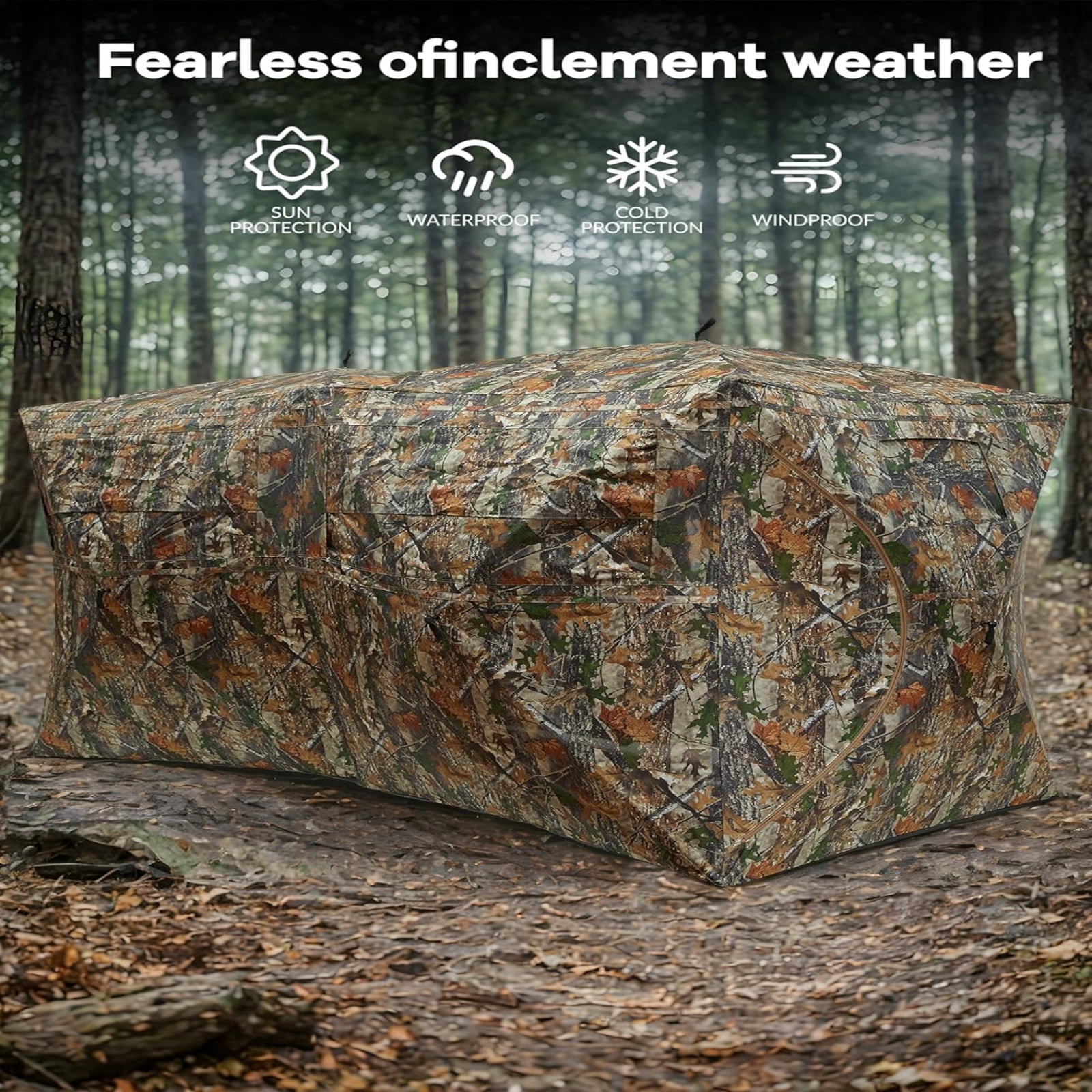 M optimized Portable Hunting Blind 270 Degree See Through 4-6 Person Pop up Ground Blinds for Deer Turkey Duck Hunting, Bow Hunting Adjust Windows with Silent Door
